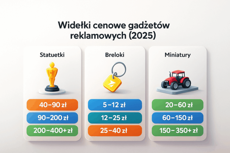 Cennik gadżetów reklamowych na zamówienie — ile kosztują figurki, breloki i miniatury? (Widełki 2025)